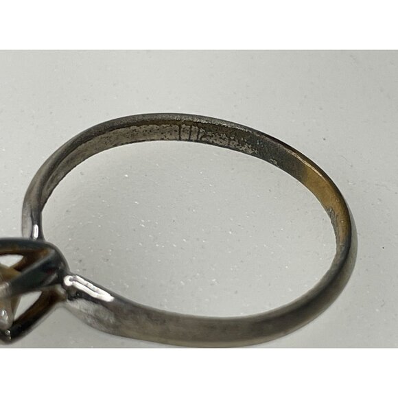 Vintage Faux Diamond Solitaire Engagement Ring Shows Age - Picture 4 of 6